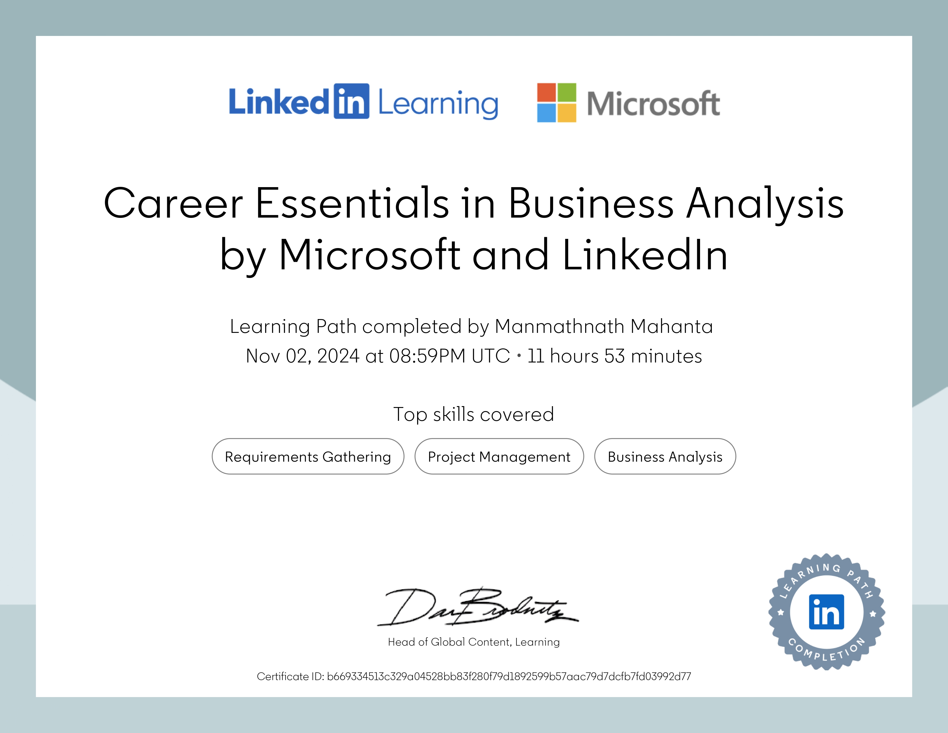 Business Analysis by Microsoft and LinkedIn Certification